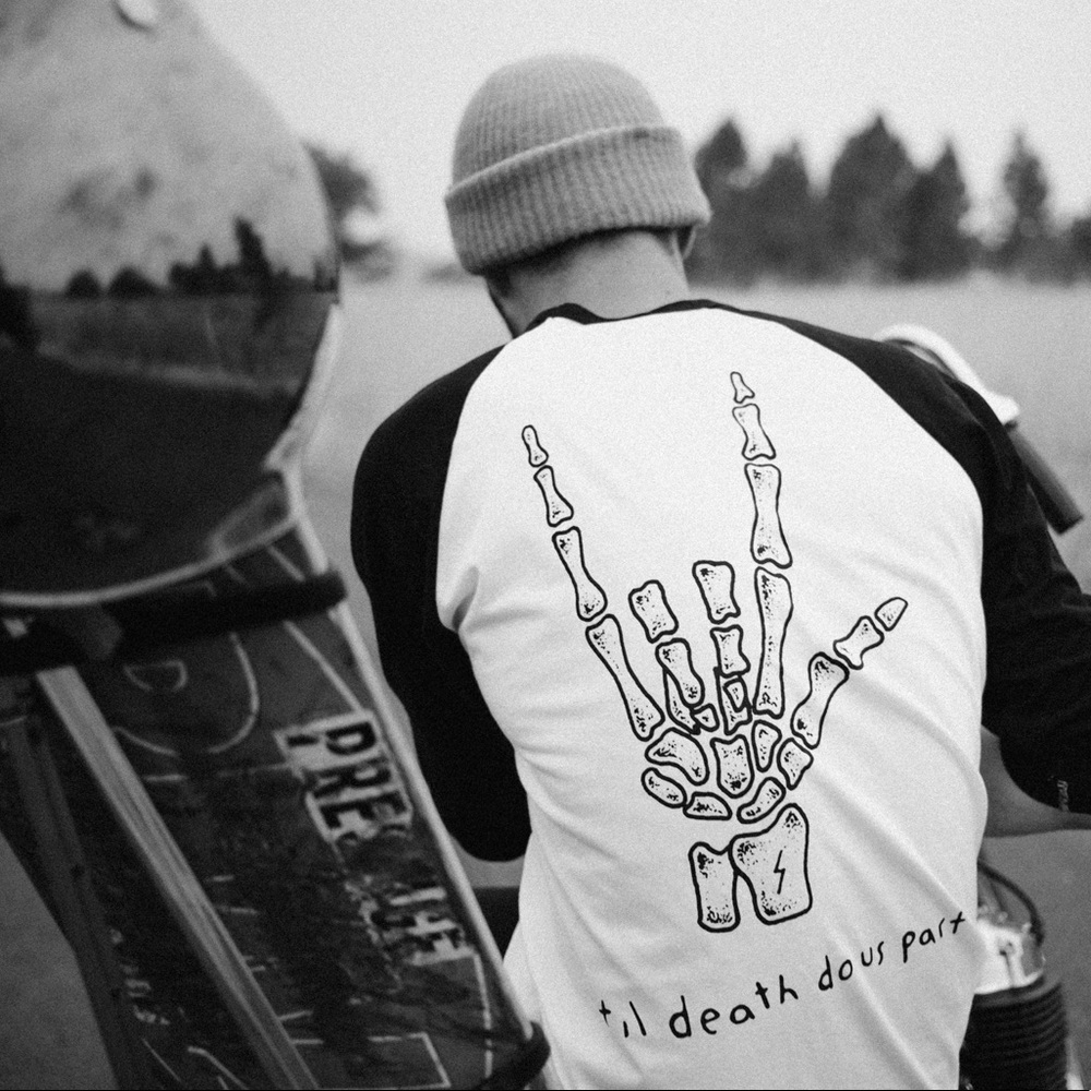 S&H - White/Black, ‘Til Death 3/4 Baseball TShirt